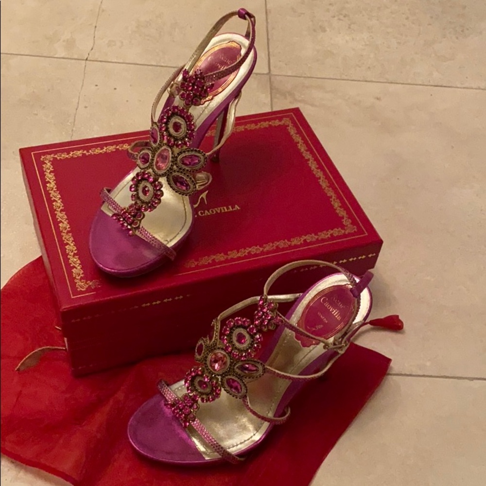 Rene Caovilla jeweled scrappy heels size 38